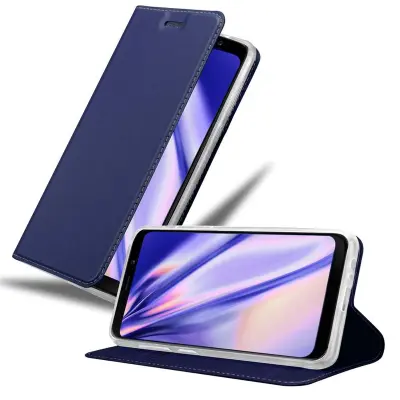 CADORABO Samsung Galaxy J6 2018 v klasična temno modra - Zaščitni ovitek z magnetnim zapiranjem, stoječo funkcijo in režo za kartice