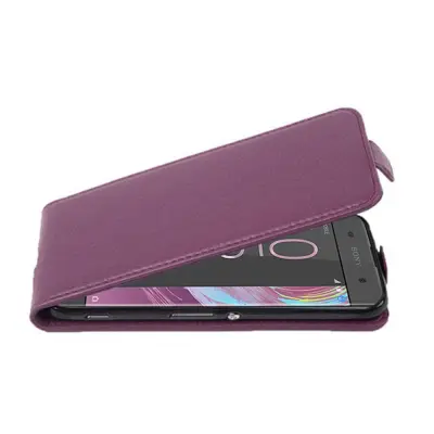 Cadorabo Ohišje, združljivo z Sony Xperia XA v pastelno vijolično - Zaščitni ovitek v obliki flipa iz teksturiranega umetnega usnja