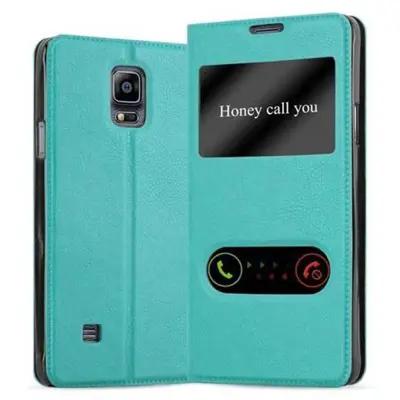 CADORABO Samsung Galaxy NOTE 4 v mint turquoise - Zaščitni ovitek z magnetnim zapiranjem, stoječo funkcijo in 2 okencema za gledanje