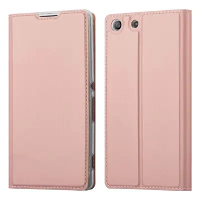 Cadorabo Ohišje, združljivo z Sony Xperia M5 v klasična rožnata zlata - Zaščitni ovitek z magnetnim zapiranjem, stoječo funkcijo in režo za kartice