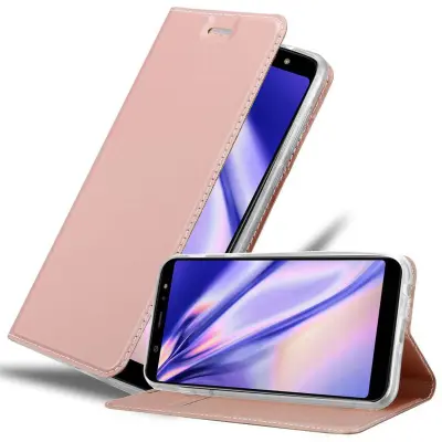 CADORABO Samsung Galaxy A6 PLUS 2018 v klasična rožnata zlata - Zaščitni ovitek z magnetnim zapiranjem, stoječo funkcijo in režo za kartice
