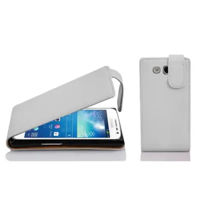 Cadorabo Ohišje, združljivo z Samsung Galaxy EXPRESS 2 v snežno bela - Zaščitni ovitek v obliki flipa iz teksturiranega umetnega usnja