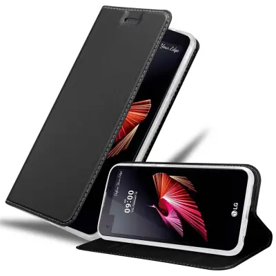 Cadorabo Ohišje, združljivo z LG X SCREEN v klasična črna - Zaščitni ovitek z magnetnim zapiranjem, stoječo funkcijo in režo za kartice