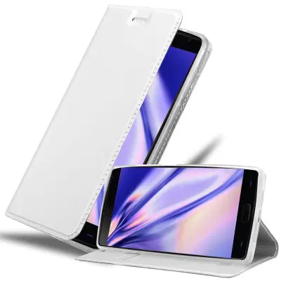 Cadorabo Ohišje, združljivo z OnePlus 2 v klasično srebrno - Zaščitni ovitek z magnetnim zapiranjem, stoječo funkcijo in režo za kartice