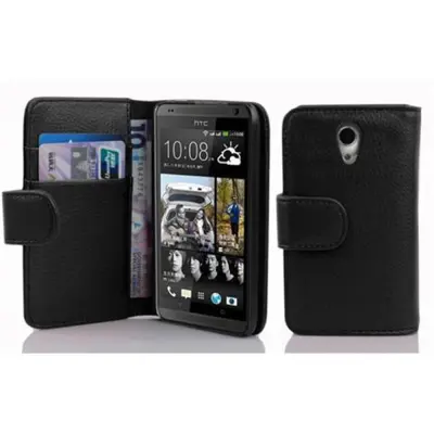 Cadorabo Ohišje, združljivo z HTC Desire 700 v oksid črna - Zaščitni ovitek iz teksturiranega umetnega usnja in žep za kartice
