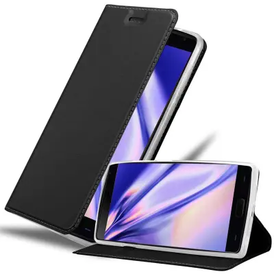Cadorabo Ohišje, združljivo z OnePlus 2 v klasična črna - Zaščitni ovitek z magnetnim zapiranjem, stoječo funkcijo in režo za kartice