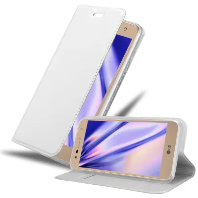 Cadorabo Ohišje, združljivo z LG X POWER 2 v klasično srebrno - Zaščitni ovitek z magnetnim zapiranjem, stoječo funkcijo in režo za kartice