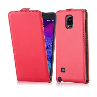 Cadorabo Ohišje, združljivo z Samsung Galaxy NOTE 4 v čili rdeča - Zaščitni ovitek v obliki flipa iz gladkega umetnega usnja