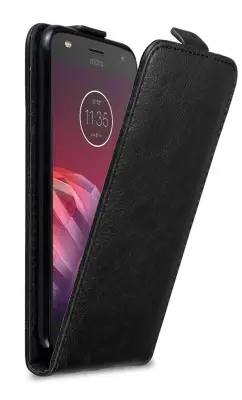 Cadorabo Ohišje, združljivo z Motorola MOTO Z2 PLAY / Z2 FORCE v nočna črna - Zaščitni ovitek v obliki flipa z magnetnim zapiranjem