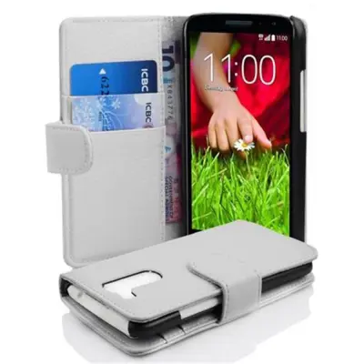 Cadorabo Ohišje, združljivo z LG G2 MINI v snežno bela - Zaščitni ovitek iz teksturiranega umetnega usnja in žep za kartice