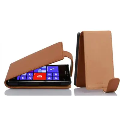 Cadorabo Ohišje, združljivo z Nokia Lumia 925 v sedlo rjave barve - Zaščitni ovitek v obliki flipa iz teksturiranega umetnega usnja