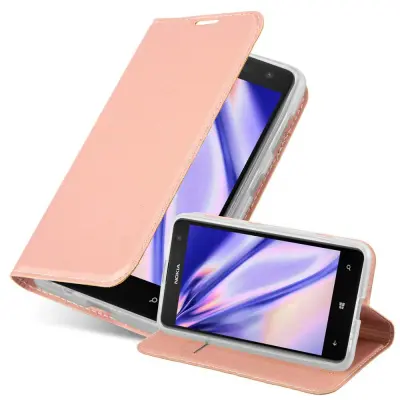 Cadorabo Ohišje, združljivo z Nokia Lumia 625 v klasična rožnata zlata - Zaščitni ovitek z magnetnim zapiranjem, stoječo funkcijo in režo za kartice