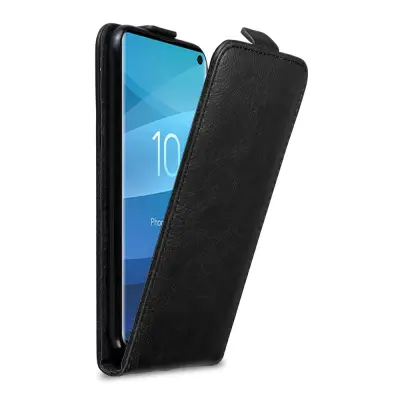 Cadorabo Ohišje, združljivo z Samsung Galaxy S10 4G v nočna črna - Zaščitni ovitek v obliki flipa z magnetnim zapiranjem