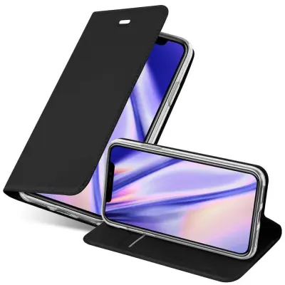 Cadorabo Ohišje, združljivo z Apple iPhone XS MAX v klasična črna - Zaščitni ovitek z magnetnim zapiranjem, stoječo funkcijo in režo za kartice