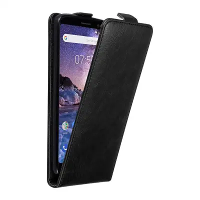 Cadorabo Ohišje, združljivo z Nokia 7 PLUS v nočna črna - Zaščitni ovitek v obliki flipa z magnetnim zapiranjem