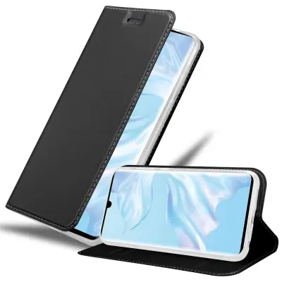 Cadorabo Ohišje, združljivo z Huawei P30 PRO v klasična črna - Zaščitni ovitek z magnetnim zapiranjem, stoječo funkcijo in režo za kartice