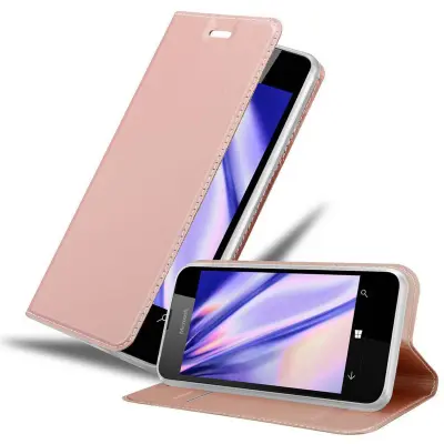Cadorabo Ohišje, združljivo z Nokia Lumia 550 v klasična rožnata zlata - Zaščitni ovitek z magnetnim zapiranjem, stoječo funkcijo in režo za kartice