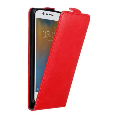 Cadorabo Ohišje, združljivo z Nokia 3 2017 v rdeče jabolko - Zaščitni ovitek v obliki flipa z magnetnim zapiranjem