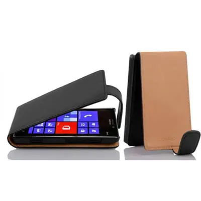 Cadorabo Ohišje, združljivo z Nokia Lumia 925 v oksidna črna - Zaščitni ovitek v obliki flipa iz teksturiranega umetnega usnja
