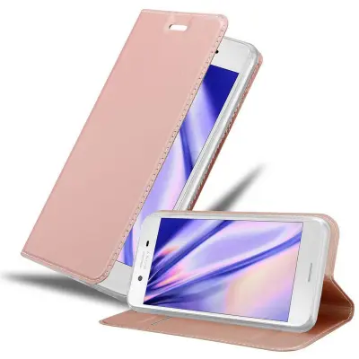 Cadorabo Ohišje, združljivo z Sony Xperia X v klasična rožnata zlata - Zaščitni ovitek z magnetnim zapiranjem, stoječo funkcijo in režo za kartice