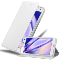 Cadorabo Ohišje, združljivo z Samsung Galaxy A7 2015 v klasično srebrno - Zaščitni ovitek z magnetnim zapiranjem, stoječo funkcijo in režo za kartice