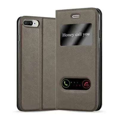 CADORABO Apple iPhone 7 PLUS/7S PLUS/8 PLUS v kamnito rjava - Zaščitni ovitek z magnetnim zapiranjem, stoječo funkcijo in 2 okencema za gledanje