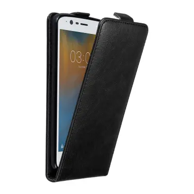 Cadorabo Ohišje, združljivo z Nokia 3 2017 v nočna črna - Zaščitni ovitek v obliki flipa z magnetnim zapiranjem