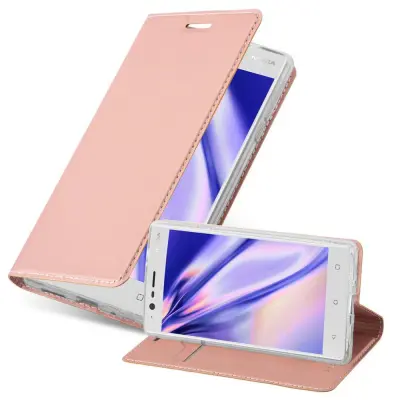 Cadorabo Ohišje, združljivo z Nokia 3 2017 v klasična rožnata zlata - Zaščitni ovitek z magnetnim zapiranjem, stoječo funkcijo in režo za kartice