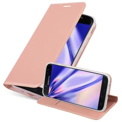 CADORABO Samsung Galaxy J7 2017 v klasična rožnata zlata - Zaščitni ovitek z magnetnim zapiranjem, stoječo funkcijo in režo za kartice