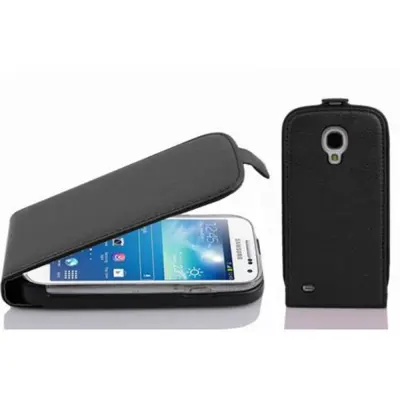 Cadorabo Ohišje, združljivo z Samsung Galaxy S4 MINI v oksidna črna - Zaščitni ovitek v obliki flipa iz teksturiranega umetnega usnja