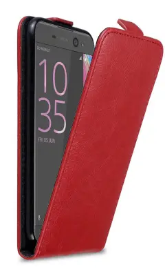 Cadorabo Ohišje, združljivo z Sony Xperia XA v rdeče jabolko - Zaščitni ovitek v obliki flipa z magnetnim zapiranjem