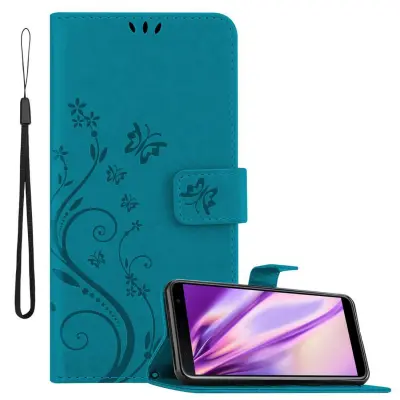 CADORABO Samsung Galaxy J6 PLUS v klasična rožnata zlata - ovitek v cvetličnem dizajnu z magnetnim zapiranjem, stoječo funkcijo in režami za kartice