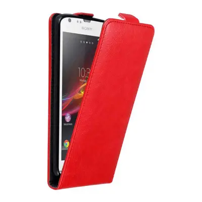Cadorabo Ohišje, združljivo z Sony Xperia SP v rdeče jabolko - Zaščitni ovitek v obliki flipa z magnetnim zapiranjem