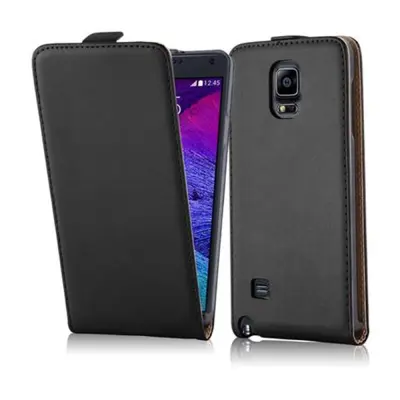Cadorabo Ohišje, združljivo z Samsung Galaxy NOTE 4 v kaviar črna - Zaščitni ovitek v obliki flipa iz gladkega umetnega usnja