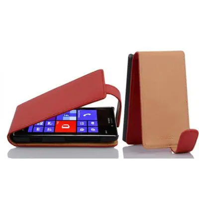 Cadorabo Ohišje, združljivo z Nokia Lumia 925 v rdeče sladkorno jabolko - Zaščitni ovitek v obliki flipa iz teksturiranega umetnega usnja