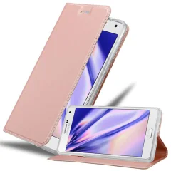 Cadorabo Ohišje, združljivo z Samsung Galaxy A7 2015 v klasična rožnata zlata - Zaščitni ovitek z magnetnim zapiranjem, stoječo funkcijo in režo za kartice