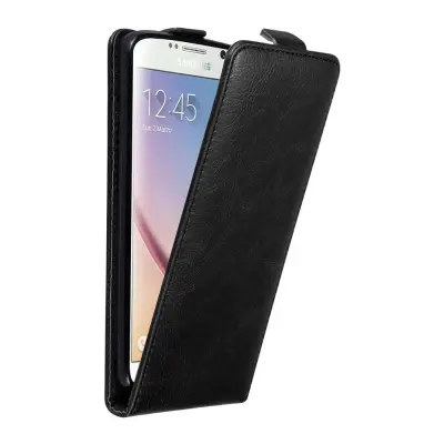 Cadorabo Ohišje, združljivo z Samsung Galaxy S6 v nočna črna - Zaščitni ovitek v obliki flipa z magnetnim zapiranjem