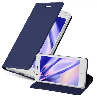 Cadorabo Ohišje, združljivo z Nokia 3 2017 v klasična temno modra - Zaščitni ovitek z magnetnim zapiranjem, stoječo funkcijo in režo za kartice