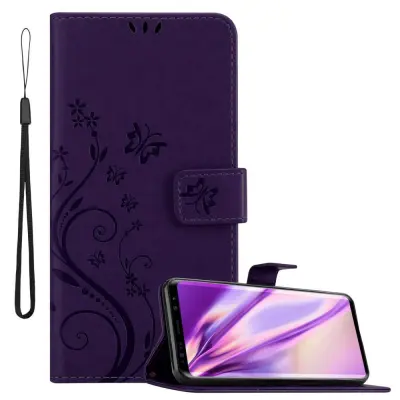 CADORABO Samsung Galaxy S9 v klasična temno modra - ovitek v cvetličnem dizajnu z magnetnim zapiranjem, stoječo funkcijo in režami za kartice
