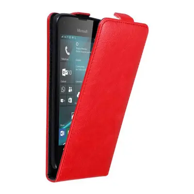 Cadorabo Ohišje, združljivo z Nokia Lumia 550 v rdeče jabolko - Zaščitni ovitek v obliki flipa z magnetnim zapiranjem