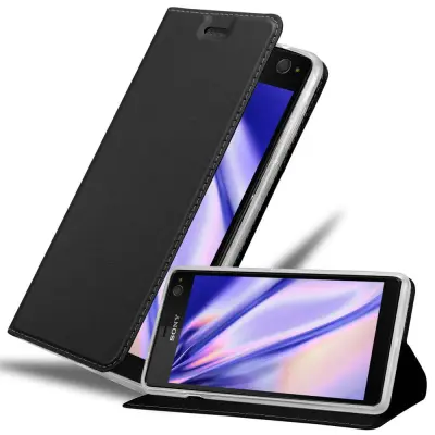Cadorabo Ohišje, združljivo z Sony Xperia C4 v klasična črna - Zaščitni ovitek z magnetnim zapiranjem, stoječo funkcijo in režo za kartice
