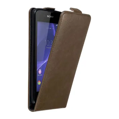 Cadorabo Ohišje, združljivo z Sony Xperia E3 v kava rjava - Zaščitni ovitek v obliki flipa z magnetnim zapiranjem