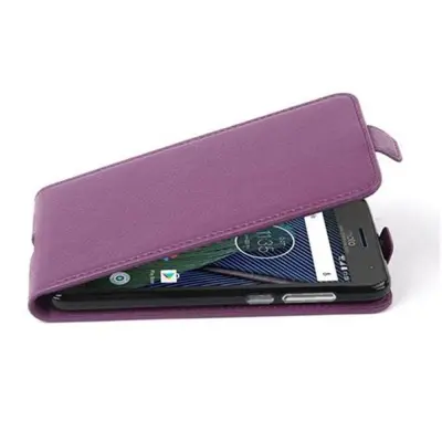 Cadorabo Ohišje, združljivo z Motorola MOTO G5 PLUS v pastelno vijolično - Zaščitni ovitek v obliki flipa iz teksturiranega umetnega usnja