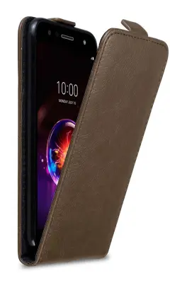Cadorabo Ohišje, združljivo z LG X POWER 3 v kava rjava - Zaščitni ovitek v obliki flipa z magnetnim zapiranjem