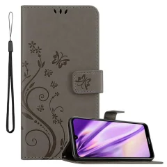 CADORABO Huawei Y6 2019 v klasična črna - ovitek v cvetličnem dizajnu z magnetnim zapiranjem, stoječo funkcijo in režami za kartice