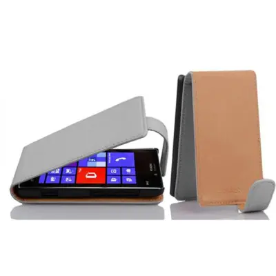 Cadorabo Ohišje, združljivo z Nokia Lumia 925 v snežno bela - Zaščitni ovitek v obliki flipa iz teksturiranega umetnega usnja