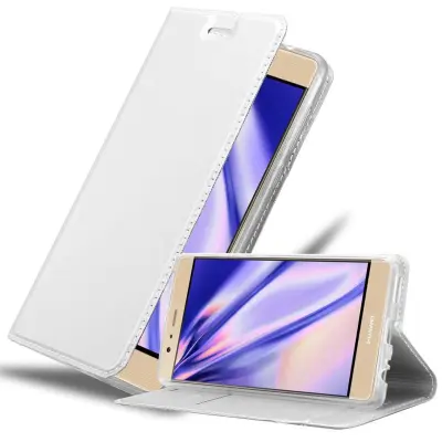 Cadorabo Ohišje, združljivo z Huawei P9 PLUS v klasično srebrno - Zaščitni ovitek z magnetnim zapiranjem, stoječo funkcijo in režo za kartice