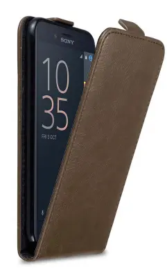 Cadorabo Ohišje, združljivo z Sony Xperia X COMPACT v kava rjava - Zaščitni ovitek v obliki flipa z magnetnim zapiranjem