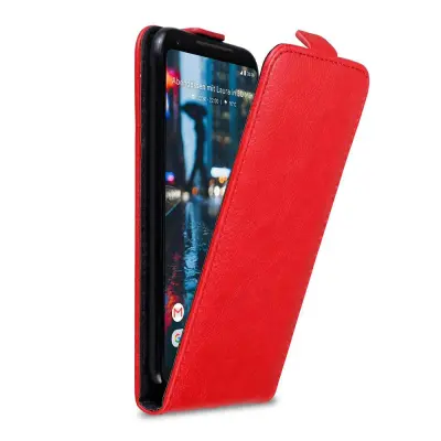 Cadorabo Ohišje, združljivo z Google PIXEL 2 XL v rdeče jabolko - Zaščitni ovitek v obliki flipa z magnetnim zapiranjem