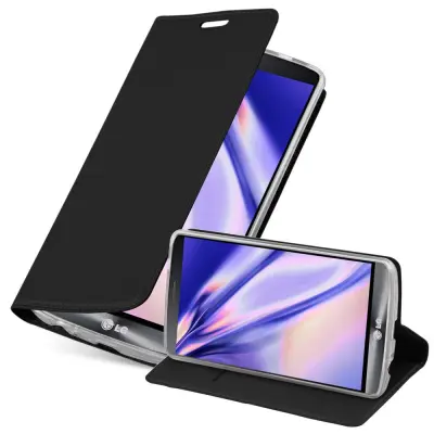 Cadorabo Ohišje, združljivo z LG G3 v klasična črna - Zaščitni ovitek z magnetnim zapiranjem, stoječo funkcijo in režo za kartice